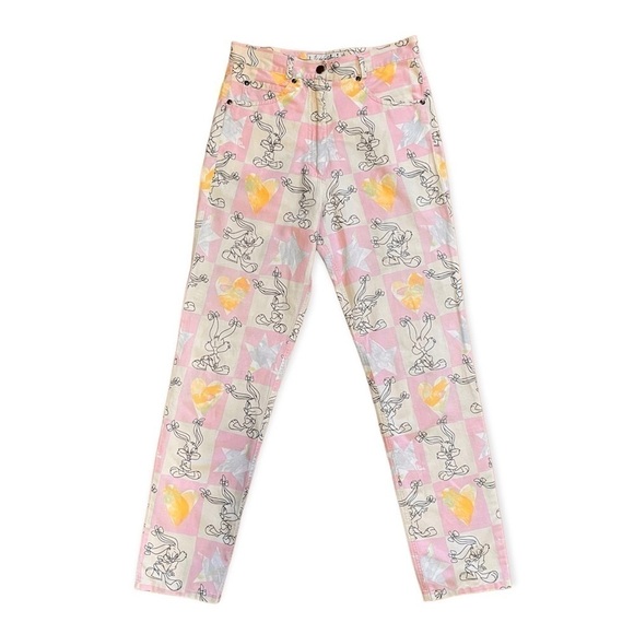 JC de Castelbajac Vintage 90’s Linen Cotton High Waist Pant Tiny Toon Babs Bunny - Picture 5 of 16
